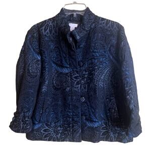 Chico's Jacquard Floral‎ Paisley Blazer Size 8